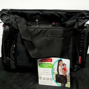 Fisher Price Fashion Diaper Tote / Black w' red interior